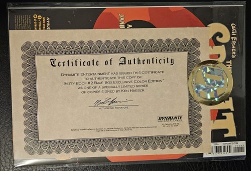 20240418_064725 Betty Boop #2 Comic Book Signed By Artist Ken Haeser Color Variant